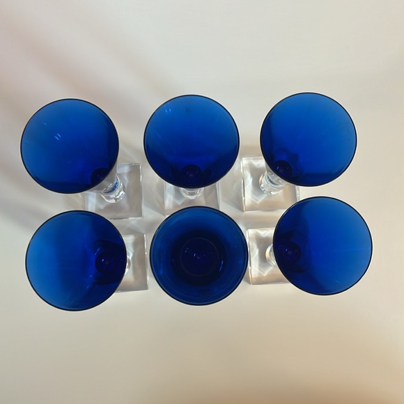 Acrylic cobalt blue champagne drink, glasses square footed base tapered top E2 - Picture 8 of 8